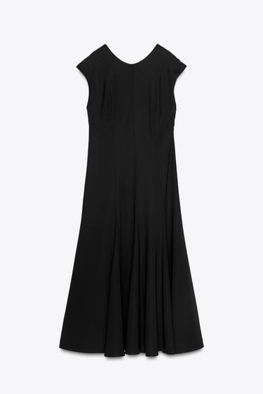 ZW COLLECTION CREPE LONG DRESS - Black by Zara