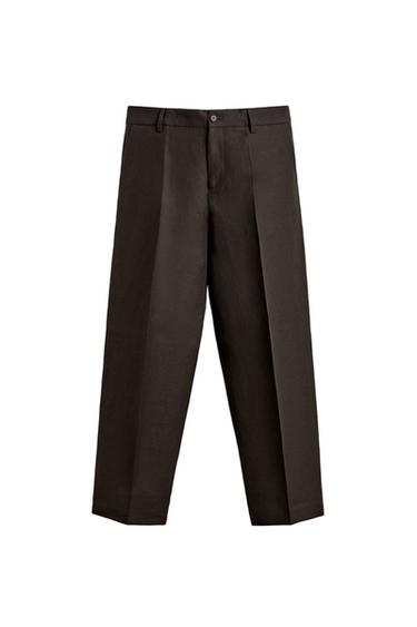 100% LINEN SUIT TROUSERS - Brown by Zara