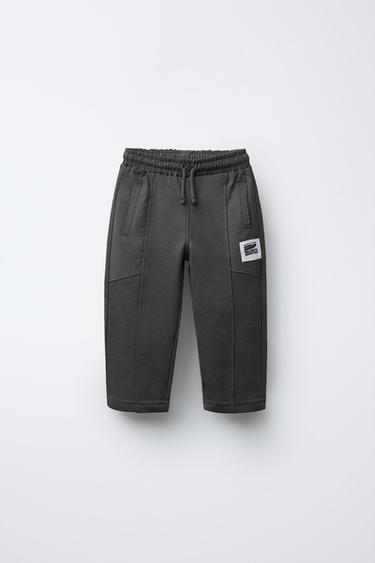 CONTRAST TROUSERS WITH LABEL DETAIL - Anthracite grey by Zara