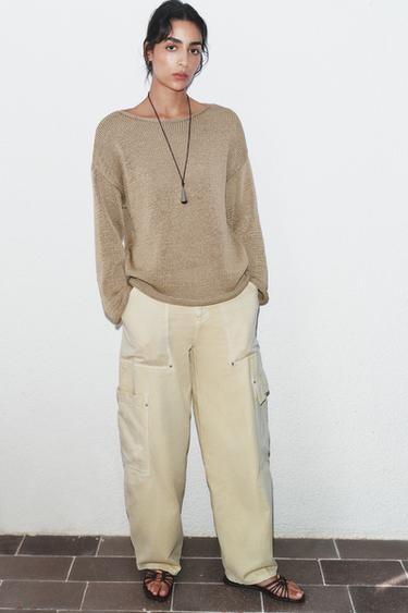 KNIT BOAT NECK JUMPER - Sand by Zara