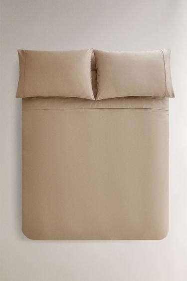 PERCALE DUVET COVER (300 THREAD COUNT) - Dark beige by Zara