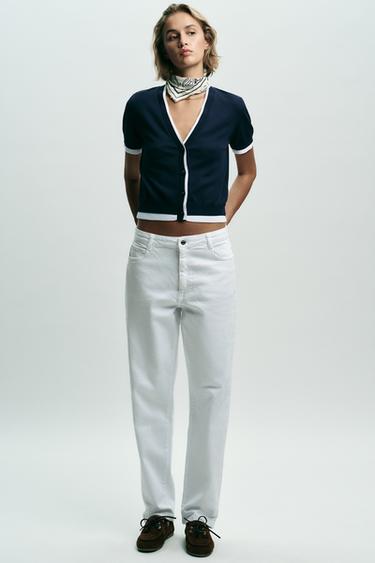 DOUBLE-LAYER TRIM CARDIGAN - Navy blue by Zara