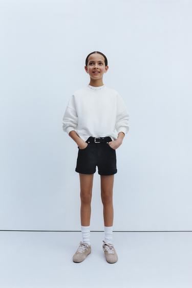 STRETCH DENIM BERMUDA SHORTS - Black by Zara