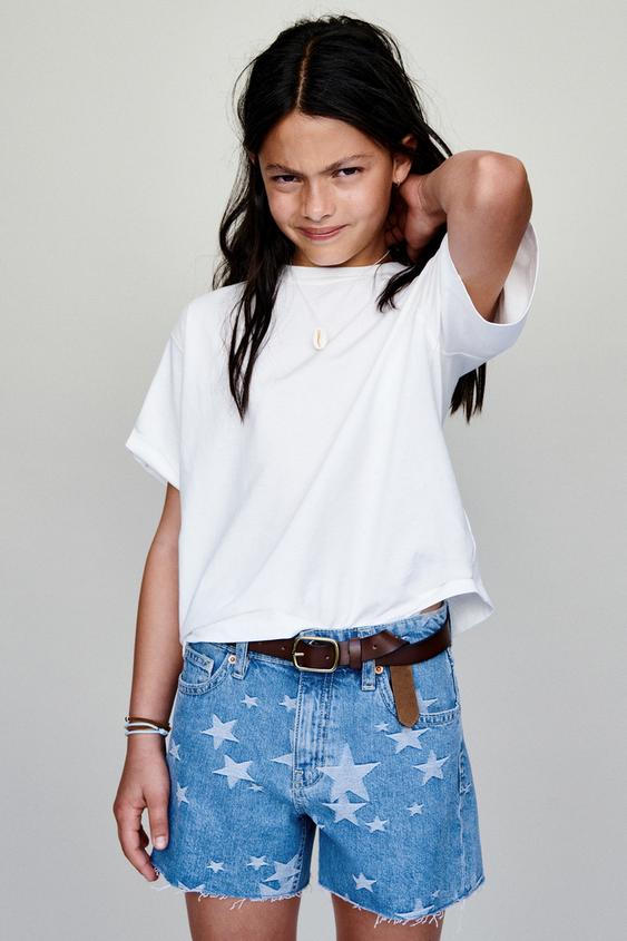 STAR PRINT DENIM BERMUDA SHORTS - Blue by Zara - Image 0