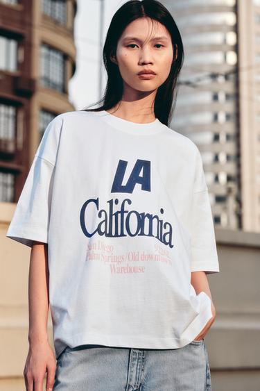 T-SHIRT WITH SLOGAN - White by Zara