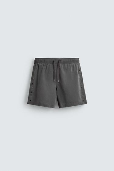 SWIMMING TRUNKS WITH METAL EYELETS - Grey by Zara