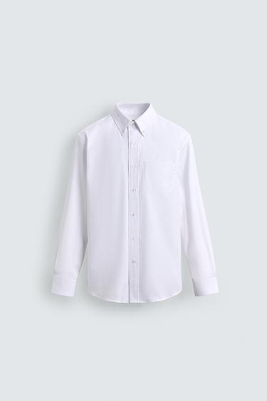 REGULAR FIT BUTTON-DOWN SHIRT - White by Zara - Image 0
