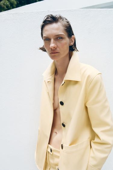 ZW COLLECTION COTTON JACKET - Light yellow by Zara