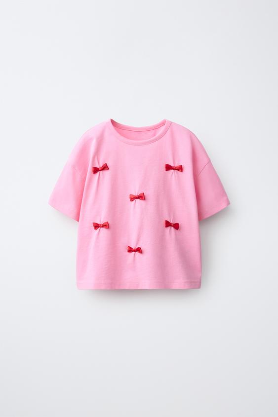 BOW T-SHIRT - Bubble gum by Zara - Image 0
