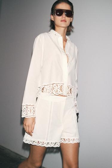 ZW COLLECTION CROCHET SHIRT - White by Zara