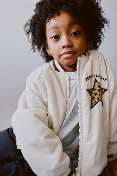 BOMBER JACKET WITH ANIMAL PRINT PATCHES - Ecru by Zara