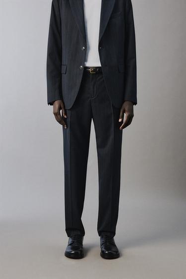 PINSTRIPE SUIT TROUSERS - Navy blue by Zara