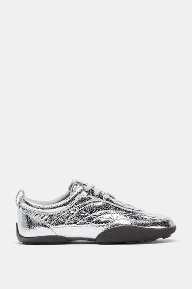 METALLIC-EFFECT TRAINERS - Silver by Zara
