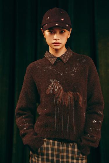 BEADED KNIT JUMPER - Brown by Zara