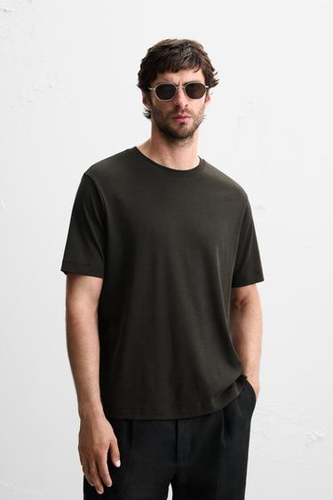SUPIMA® COTTON T-SHIRT - Dark brown by Zara