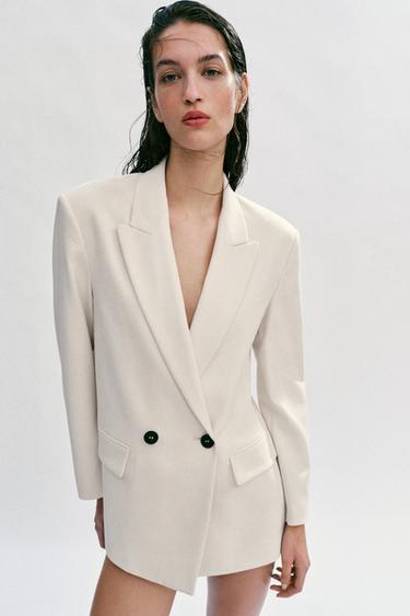 OVERSIZE DOUBLE-BREASTED BLAZER - Oyster-white by Zara