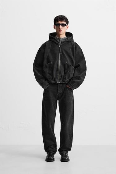DENIM HOODIE - Black by Zara