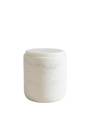 WHITE MARBLE BATHROOM ORGANISER JAR - white by Zara
