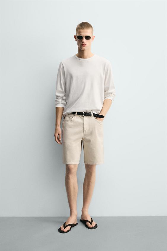 STRAIGHT-LEG DENIM BERMUDA SHORTS - Oyster-white by Zara - Image 0