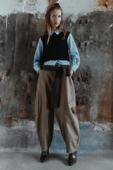 CARGO BALLOON TROUSERS - Brown / Taupe by Zara