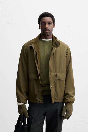 CONTRAST TECHNICAL JACKET - Light khaki by Zara