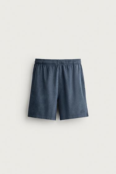 WASHED WAFFLE-KNIT BERMUDA SHORTS - Blue by Zara