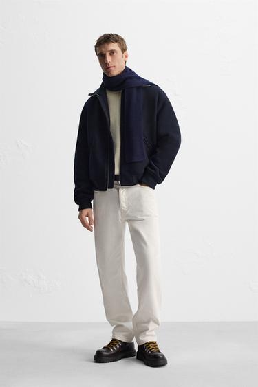 JACKET WITH RIBBED COLLAR - Navy blue by Zara - Image 0