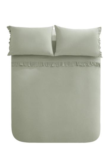 RUFFLE DUVET COVER - Green by Zara