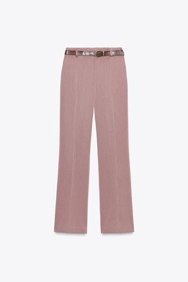 STRAIGHT-LEG TROUSERS WITH BELT - MARSALA by Zara