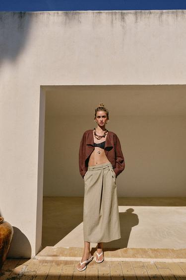 BELTED MIDI SKIRT - camel by Zara