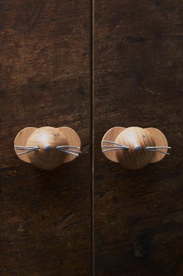 PACK OF CHILDREN'S MOUSE DOOR KNOBS (PACK OF 2) - Light beige by Zara