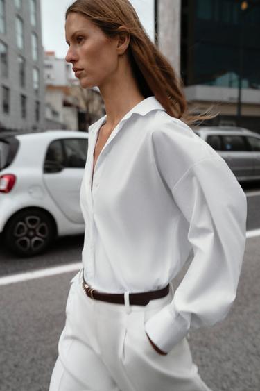 POPLIN SHIRT WITH DART DETAIL ON THE BACK - White by Zara