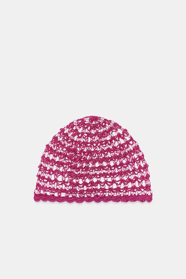 CROCHET BEADED SKULLCAP - Pink by Zara
