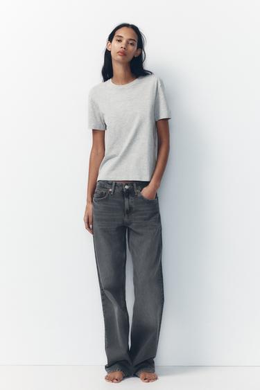 TRF WIDE-LEG MID-WAIST JEANS - Anthracite grey by Zara