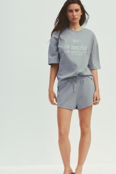 METALLIC THREAD FLEECE SHORTS - Silver by Zara - Image 0