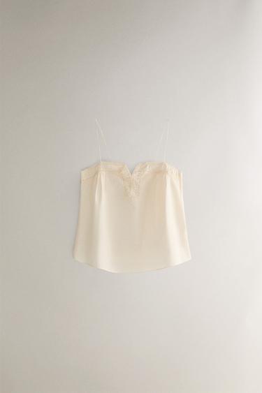 COTTON TOP WITH EMBROIDERY - Pink by Zara