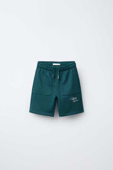EMBROIDERED JOGGING BERMUDA SHORTS - Green by Zara - Image 0