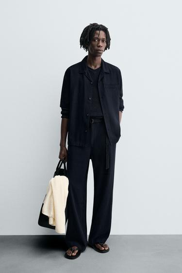 RELAXED FIT TROUSERS WITH BELT - Navy blue by Zara - Image 0