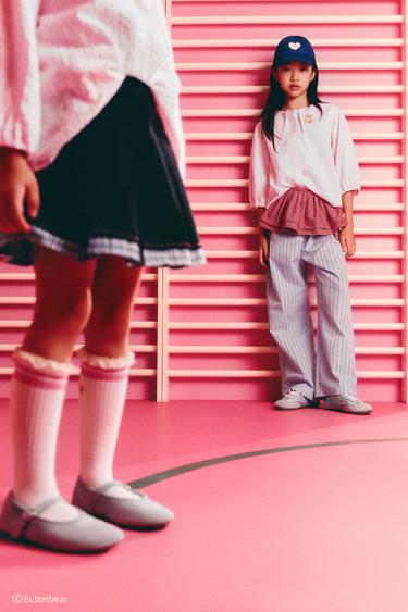 GINGHAM CHECK SKIRT BELT BUTTERBEAR © - Red by Zara