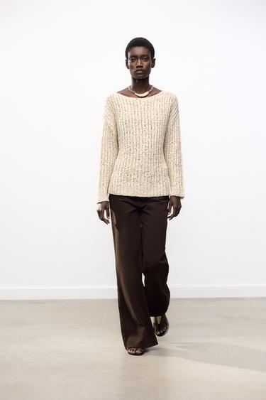 CONTRAST KNIT SWEATER - Ecru by Zara - Image 0