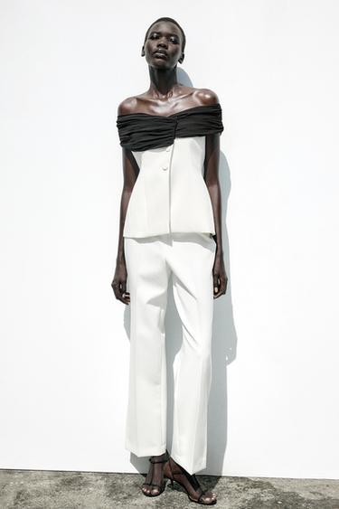 CONTRAST BUSTIER TOP - Ecru by Zara - Image 0