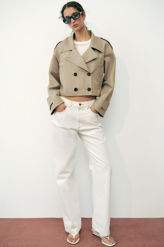 SHORT DOUBLE-BREASTED TRENCH JACKET - camel by Zara - Image 0
