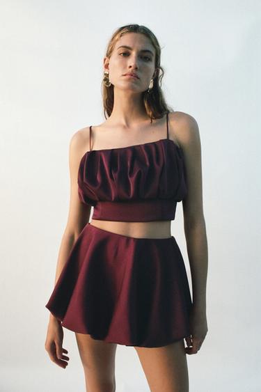STRAPPY BALLOON TOP - Wine by Zara