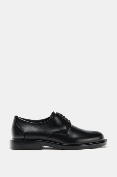 LEATHER DERBY LACE-UPS - Black by Zara