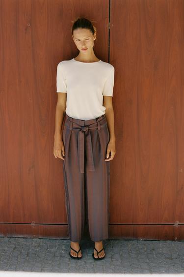SHORT SLEEVE KNIT TOP - Ecru by Zara