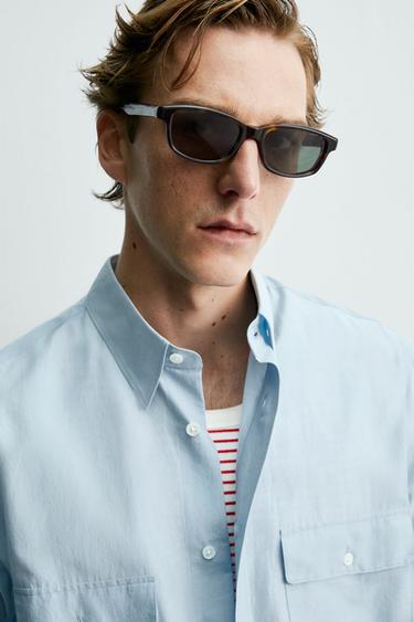 FLUID REGULAR FIT SHIRT WITH POCKETS AARON LEVINE X ZARA - Light sky blue by Zara