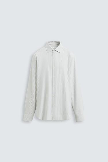 REGULAR FIT SHIRT - Green stripe by Zara
