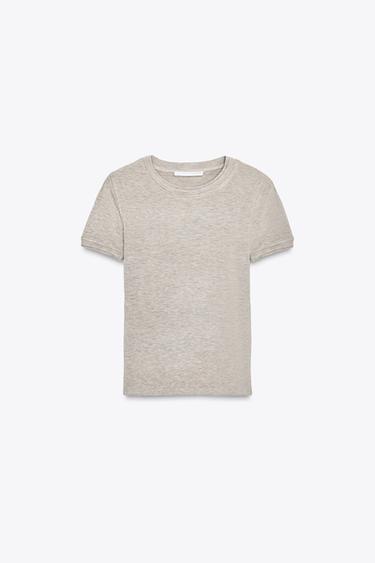 SOFT SHORT SLEEVE T-SHIRT - Beige marl by Zara