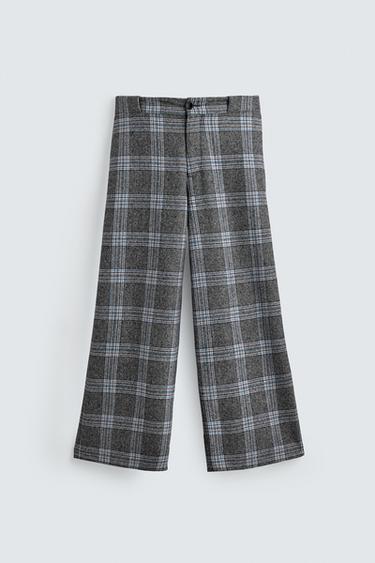WIDE-LEG CHECK TROUSERS HARRY LAMBERT FOR ZARA X DISNEY - Grey / Blue by Zara