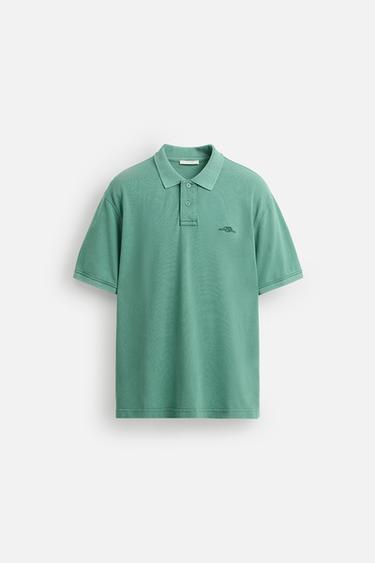 WASHED PIQUÉ POLO SHIRT - washed green by Zara - Image 0